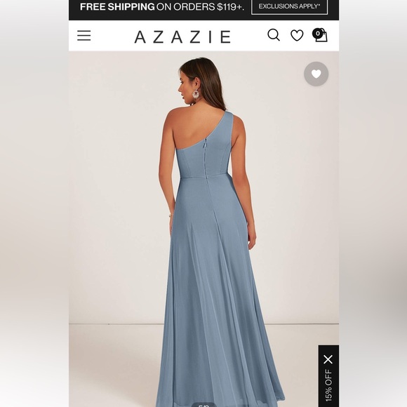 Dusty blue one shoulder bridesmaids dress - Picture 3 of 6